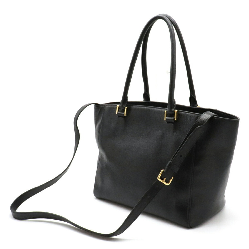 Prada Glace Calf Shoulder Bag Crossbody Nylon Leather Black Gold - Picture 2 of 8